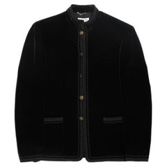 Saint Laurent Paris  Black Embroidered Hem Viscose Cotton Blazer