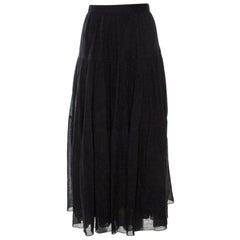 Saint Laurent Paris Black Jacquard Maxi Skirt M