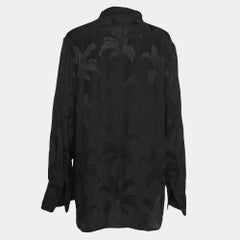 Saint Laurent Paris Black Jacquard Silk Button Front Shirt M