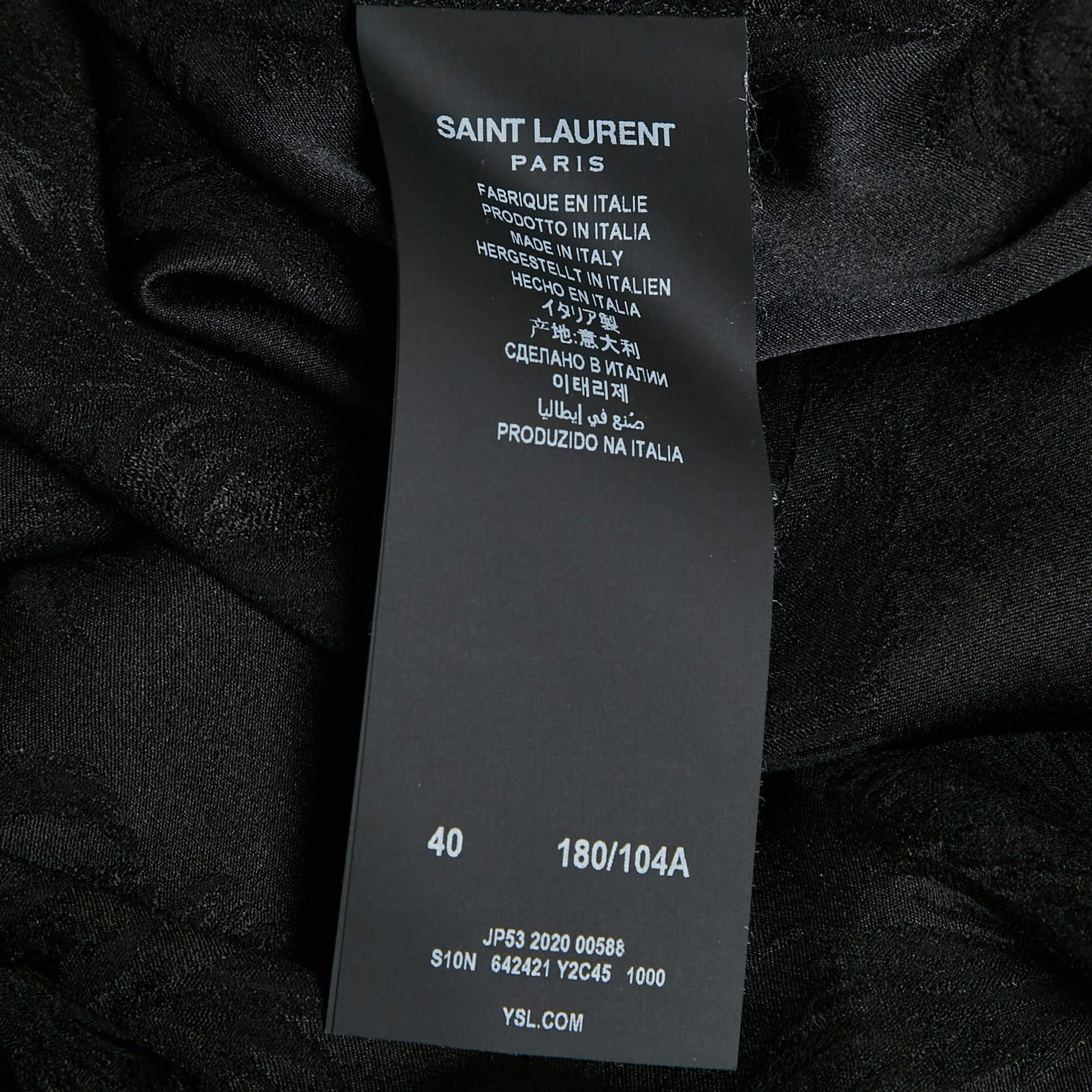 Donna Saint Laurent Paris - Camicia con bottoni in seta jacquard nera M. in vendita