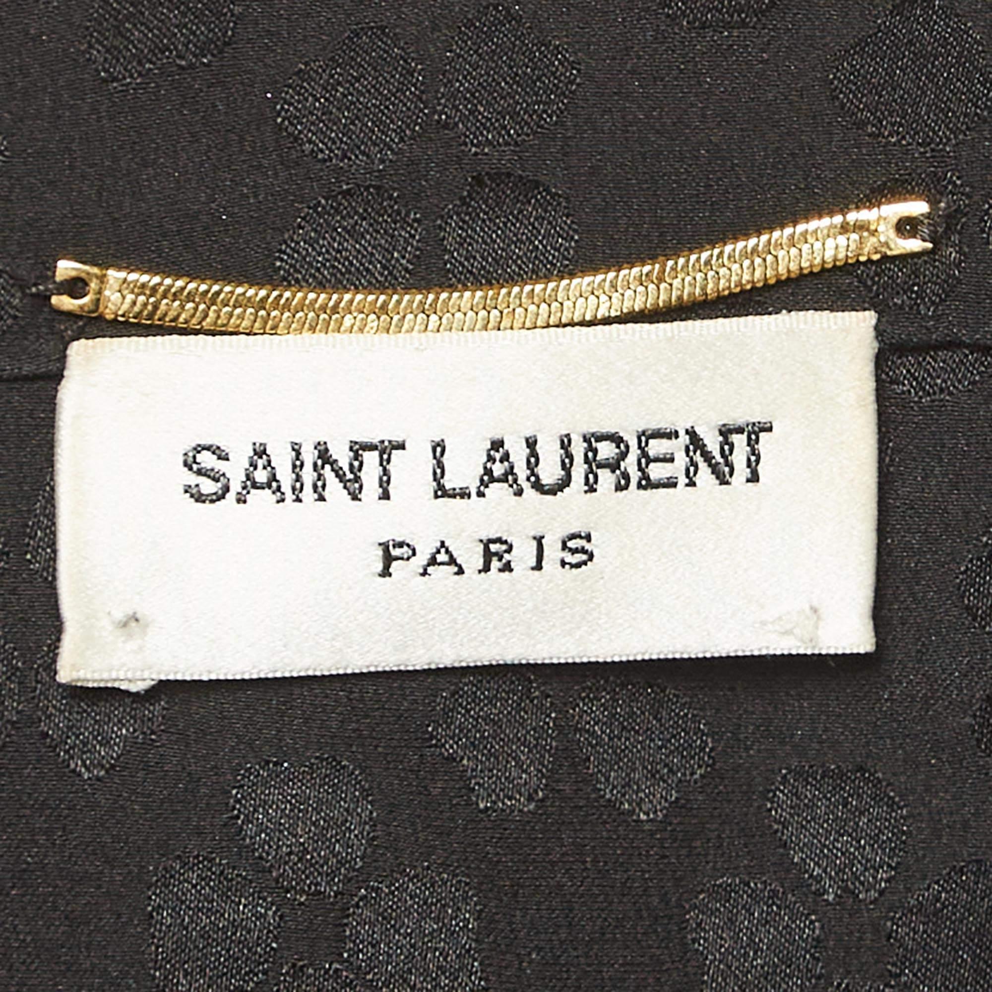 Saint Laurent Paris Camicia a maniche lunghe in seta jacquard nera S In condizioni buone in vendita a Dubai, Al Qouz 2