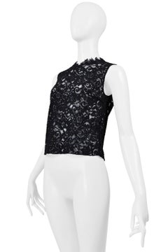 Saint Laurent Paris Black Lace Shell Top