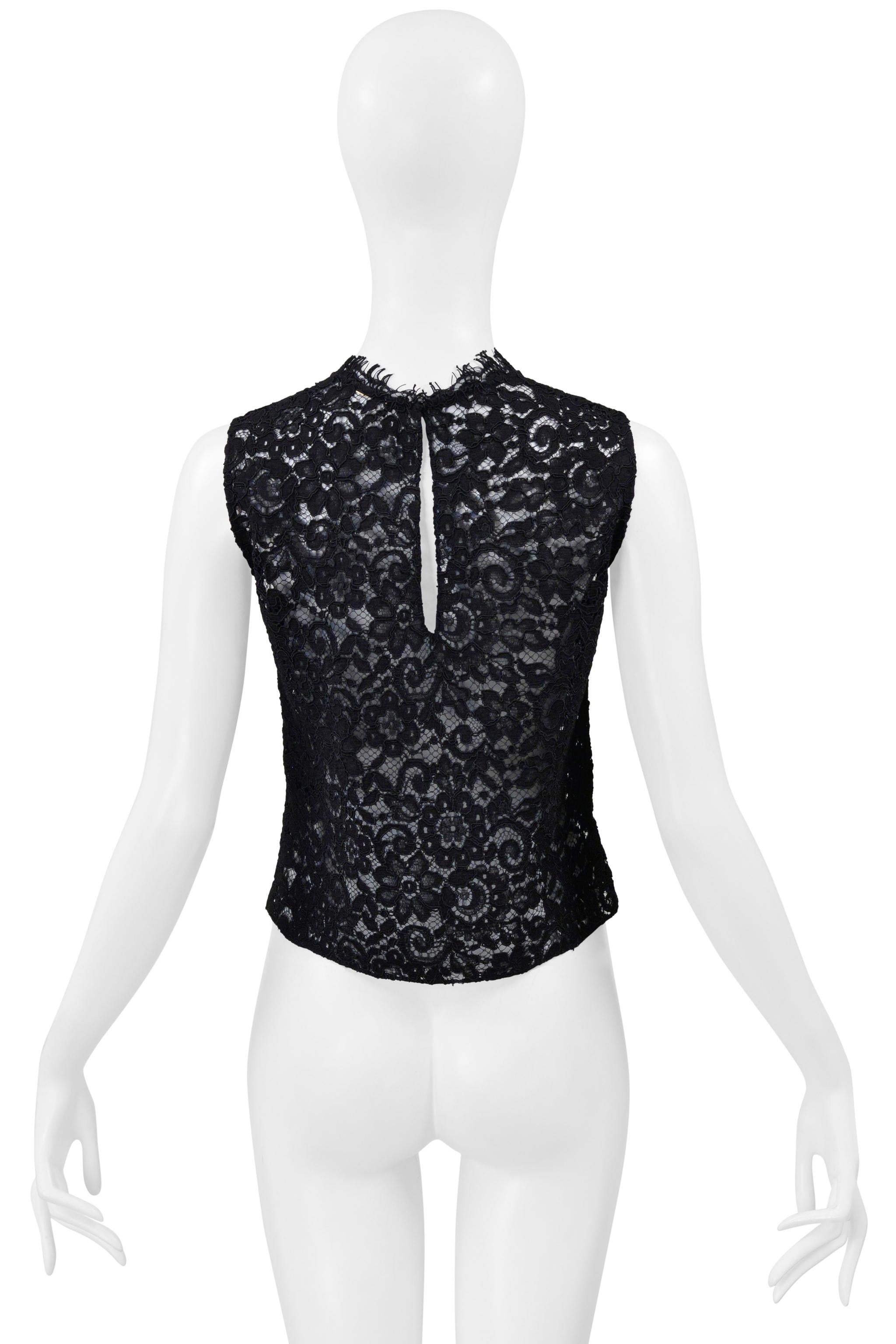 Saint Laurent Paris - Top a conchiglia in pizzo nero In condizioni ottime in vendita a Los Angeles, CA