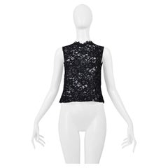 Saint Laurent Paris Black Lace Shell Top