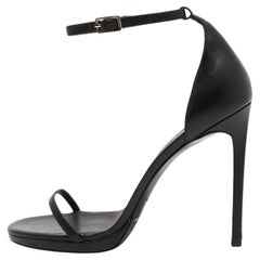 Saint Laurent Paris Black Leather Amber Ankle Strap Sandals Size 39