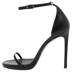 Saint Laurent Paris Black Leather Amber Ankle Strap Sandals Size 39 Saint Laurent Paris Black Leather Amber Ankle Strap Sandals Size 39