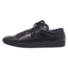 Saint Laurent Paris Black Leather Andy Low Top Sneakers 44
