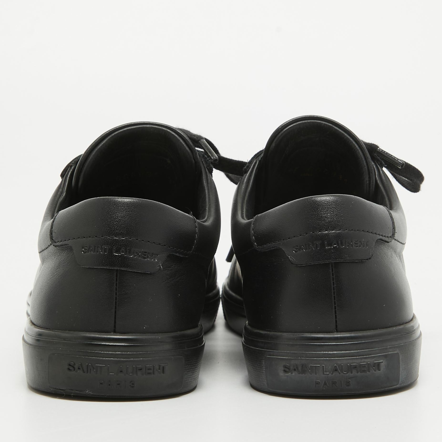 Women's Saint Laurent Paris Black Leather Andy Low Top Sneakers Size 37 For Sale