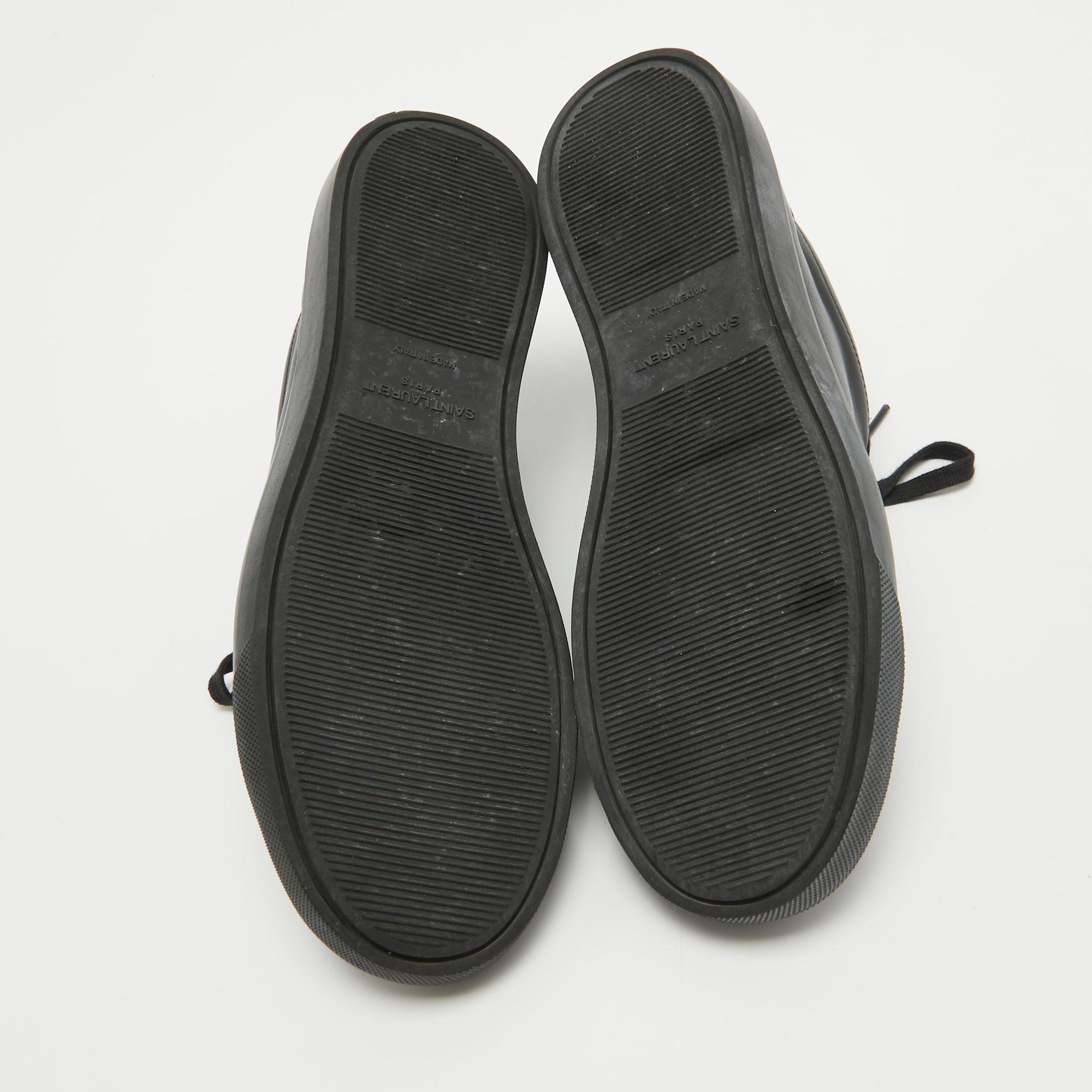 Saint Laurent Paris Black Leather Andy Low Top Sneakers Size 37 For Sale 1