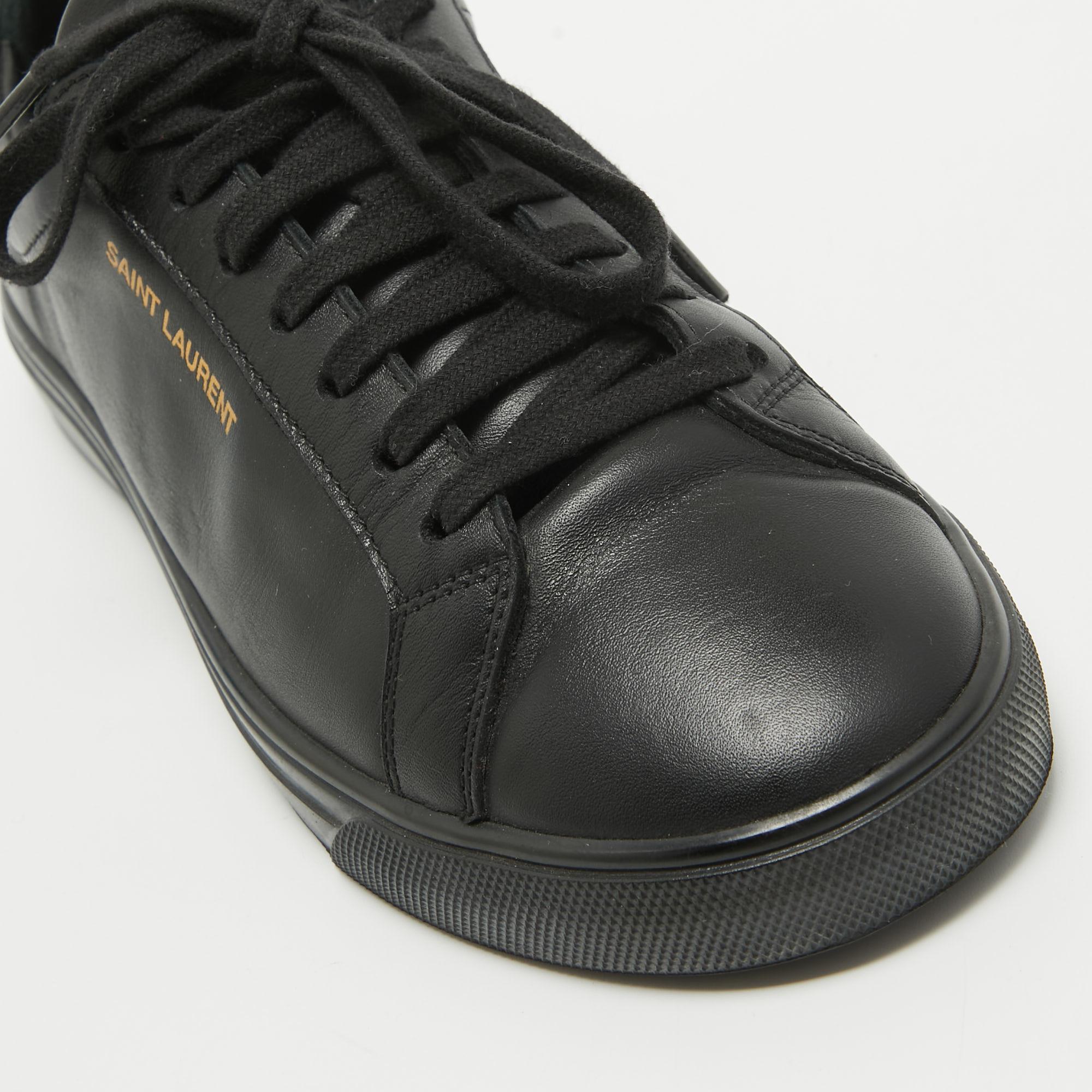 Saint Laurent Paris Black Leather Andy Low Top Sneakers Size 37 For Sale 2