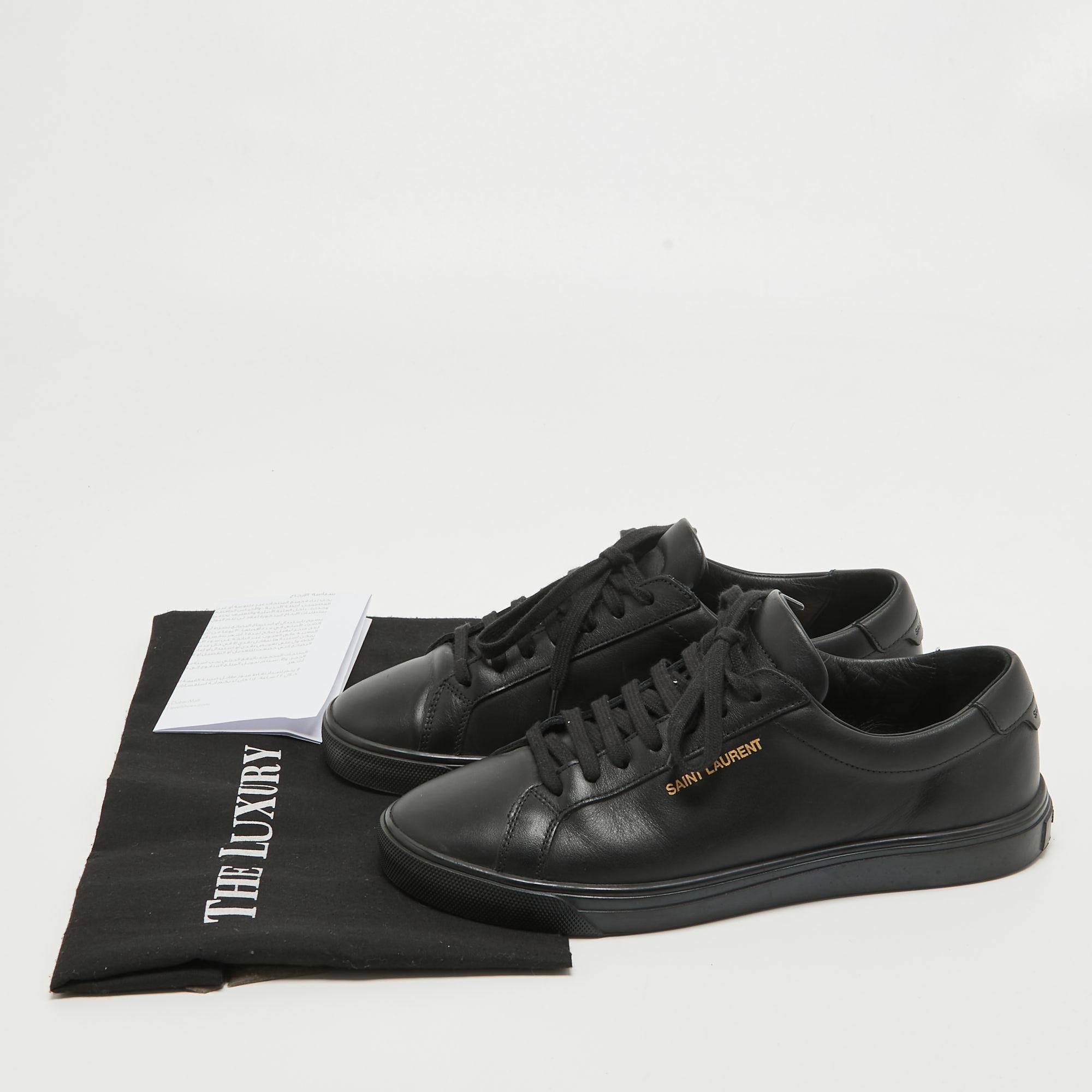 Saint Laurent Paris Black Leather Andy Low Top Sneakers Size 37 For Sale 5