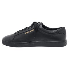 Saint Laurent Paris Black Leather Andy Low Top Sneakers Size 42