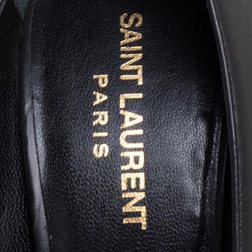 Saint Laurent Paris Black Leather Anja Pointed Toe Pumps Size 39 1