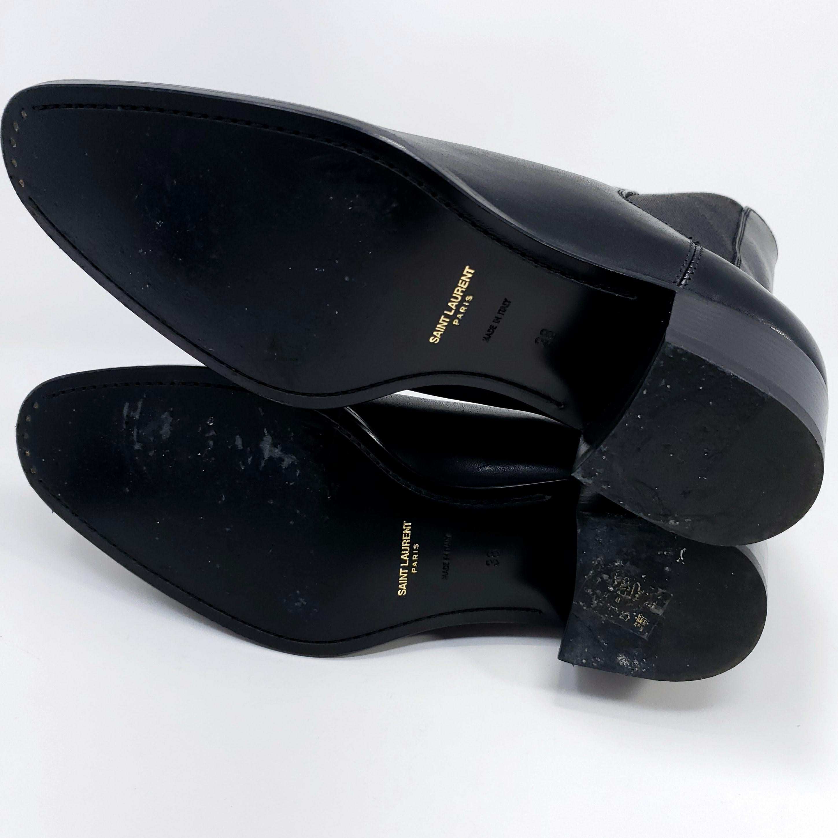 Saint Laurent Paris Black Leather Chelsea Boots, Women's, EU Size 38 In Good Condition For Sale In Milford, DE