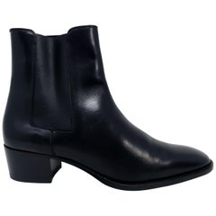 Saint Laurent Paris Botas Chelsea de Piel Negra, Mujer, Talla 38 EU
