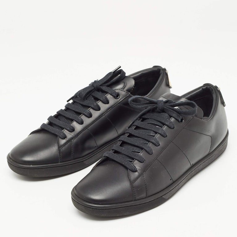 Saint Laurent Paris Black Leather Court Classic Lips Low Top