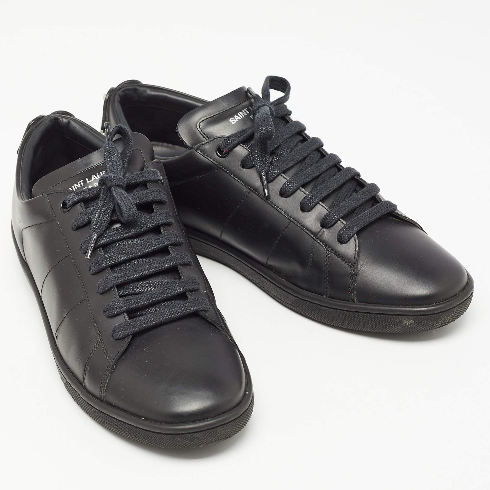 Women's Saint Laurent Paris Black Leather Court Classic Lips Low Top Sneakers Size 40.5