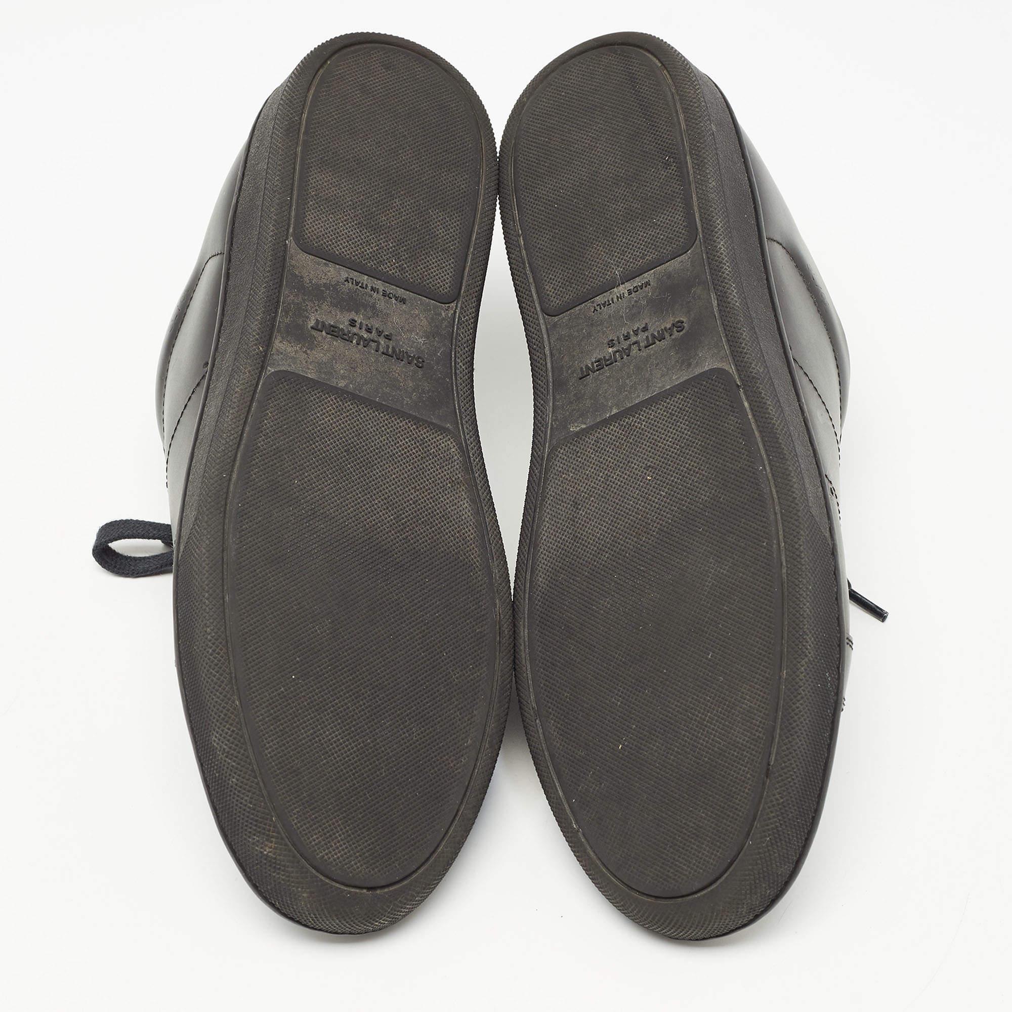 Saint Laurent Paris Black Leather Court Classic Lips Low Top Sneakers Size 40.5 2