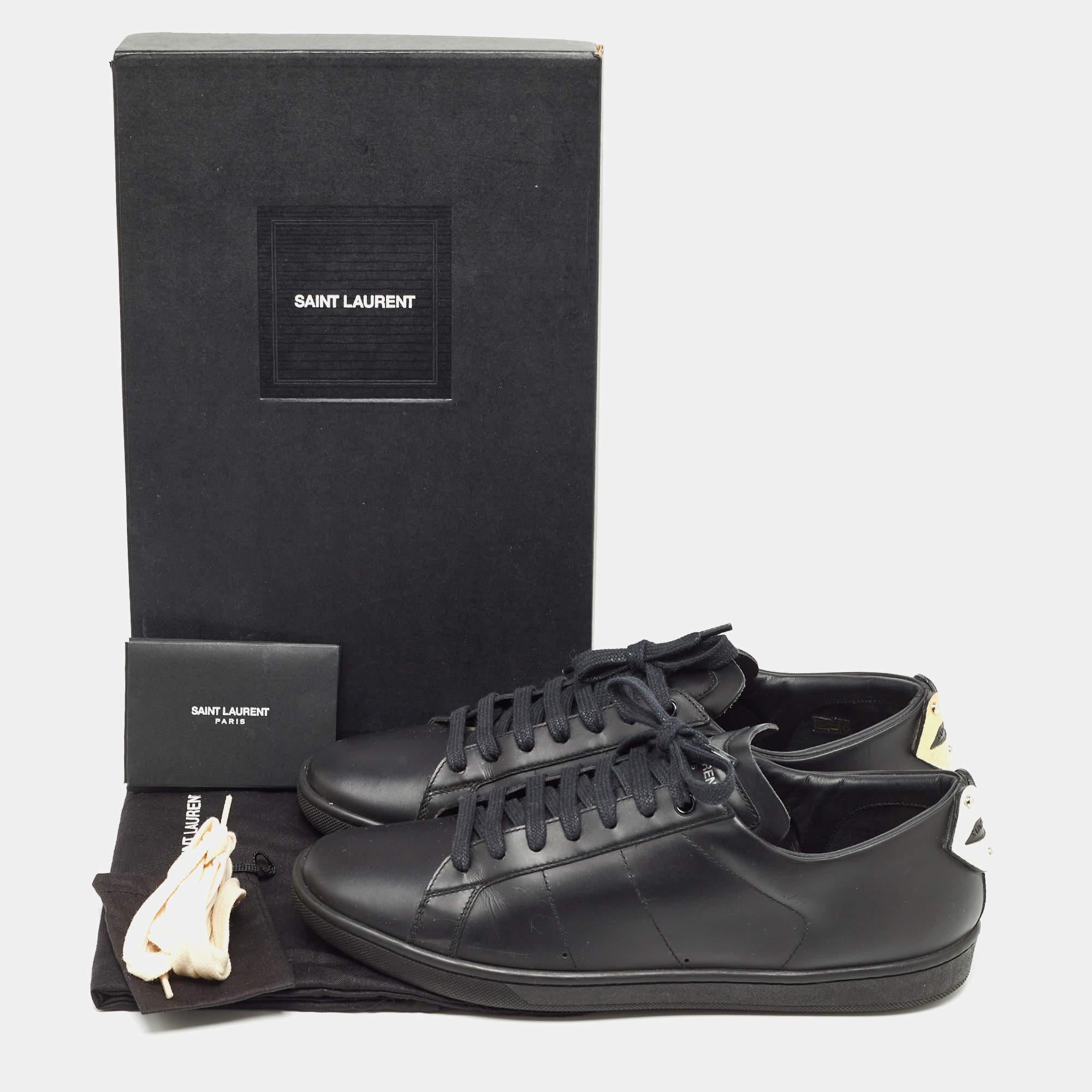 Saint Laurent Paris Black Leather Court Classic Lips Low Top Sneakers Size 40.5 5