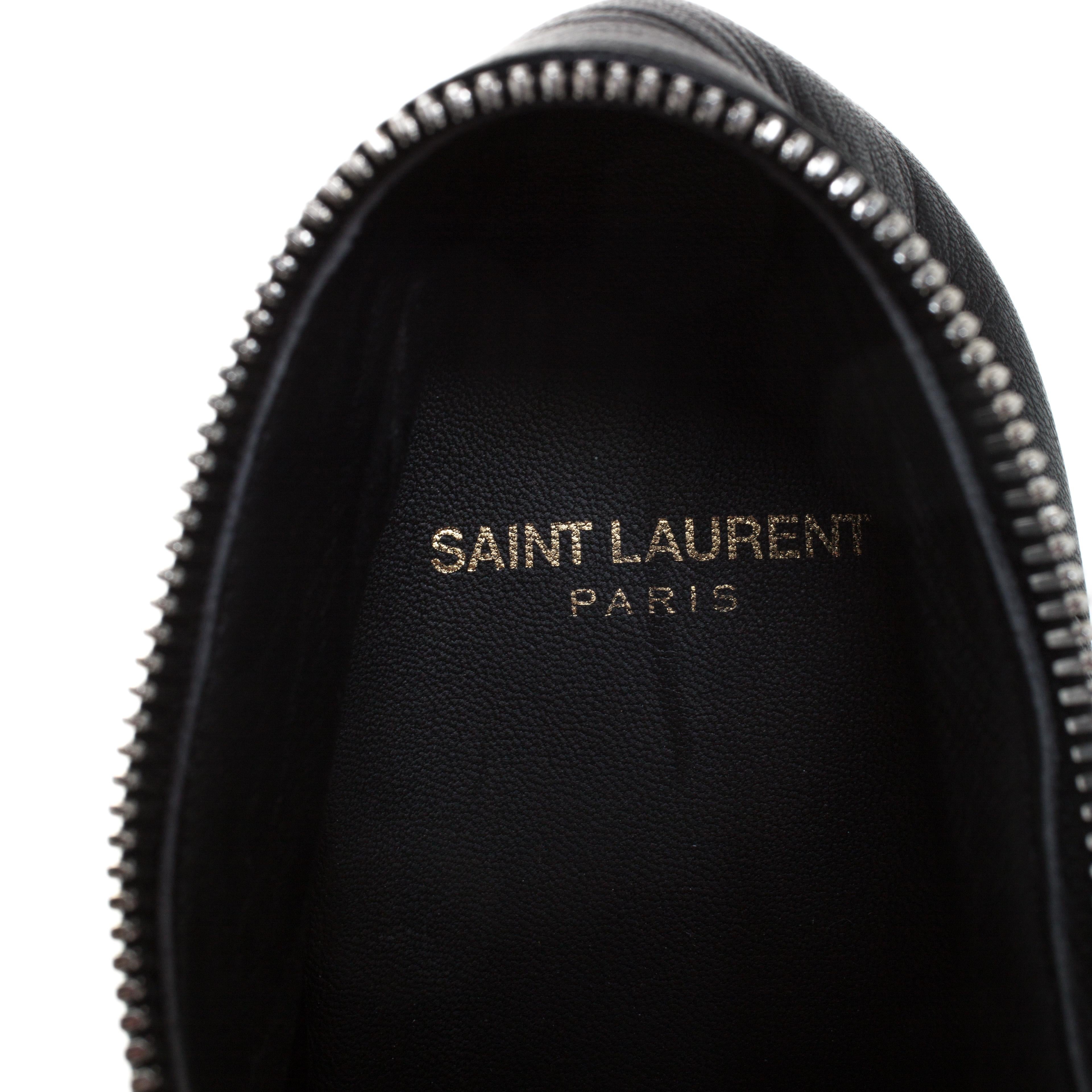 Saint Laurent Paris Black Leather Lace Up Zip Up Low Top Sneakers Size 42 1