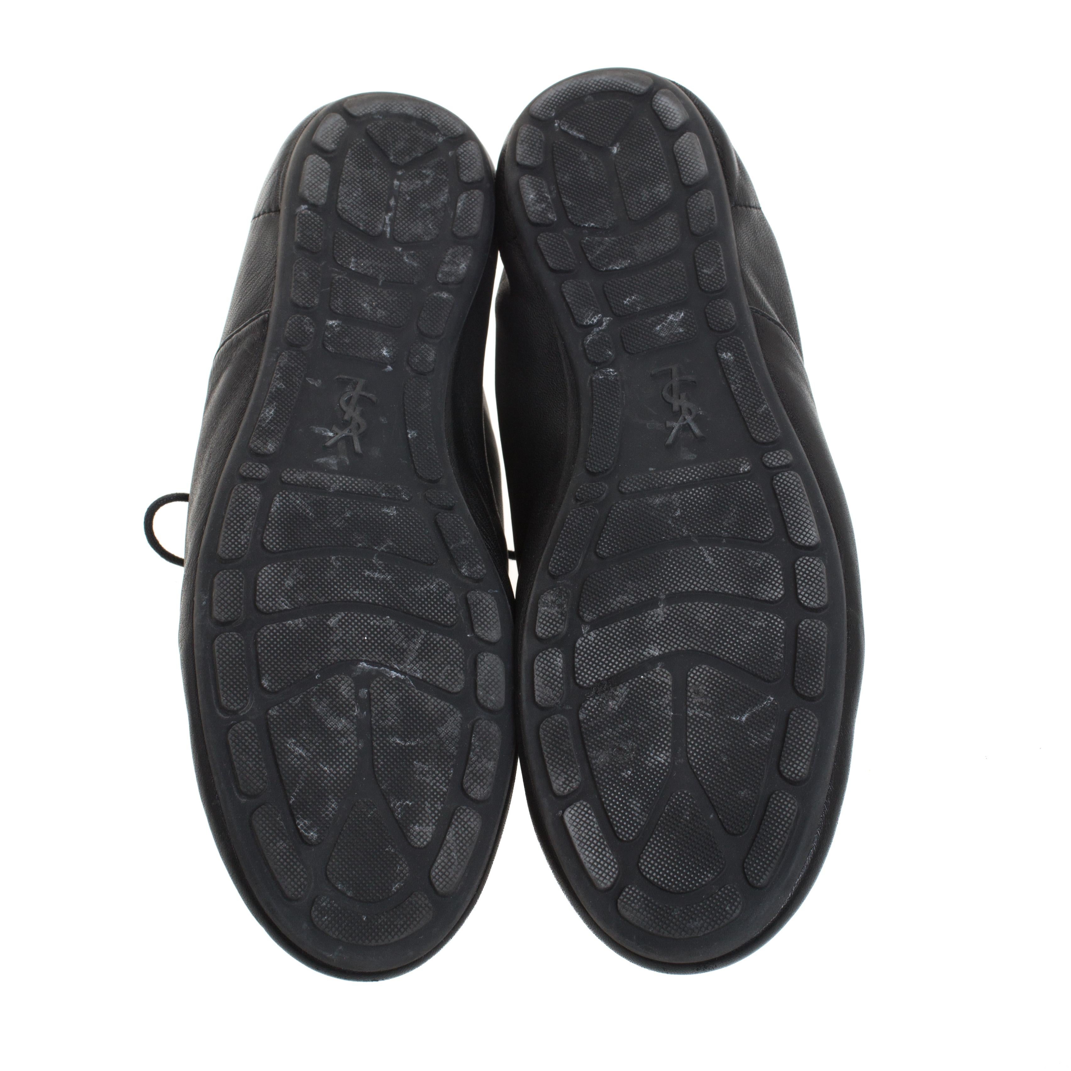 Saint Laurent Paris Black Leather Lace Up Zip Up Low Top Sneakers Size 42 2