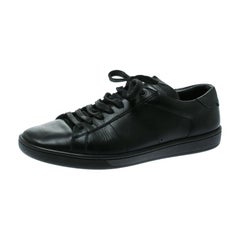 Used Saint Laurent Paris Black Leather Low Top Sneakers Size 41
