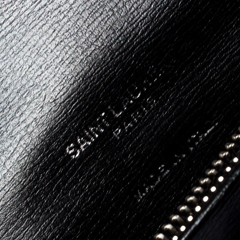 Saint Laurent Paris Black Leather Monogram Flap Wallet 2