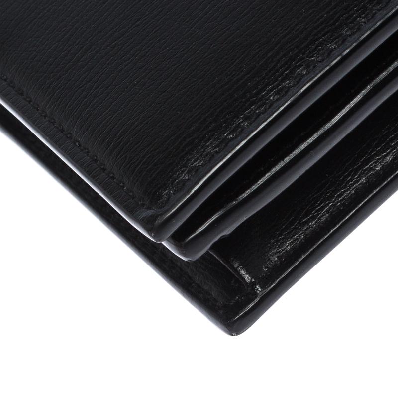 Saint Laurent Paris Black Leather Monogram Flap Wallet 3