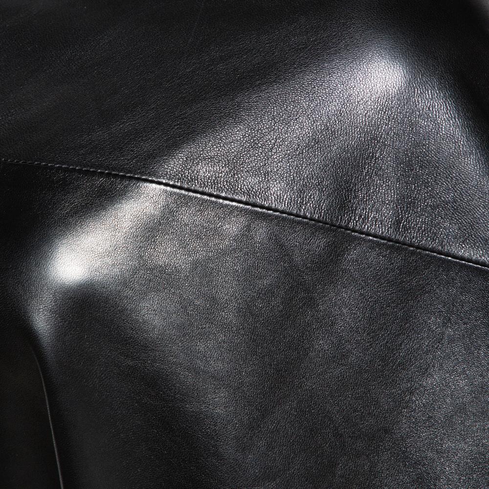 Saint Laurent Paris Black Leather One Shoulder Dress M In Good Condition In Dubai, Al Qouz 2