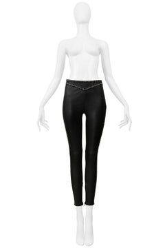 Saint Laurent Paris Schwarze Leder-Rock-N-Roll-Hose mit Nieten