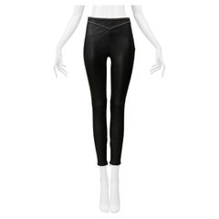Saint Laurent Paris Black Leather Rock-N-Roll Pants With Studs