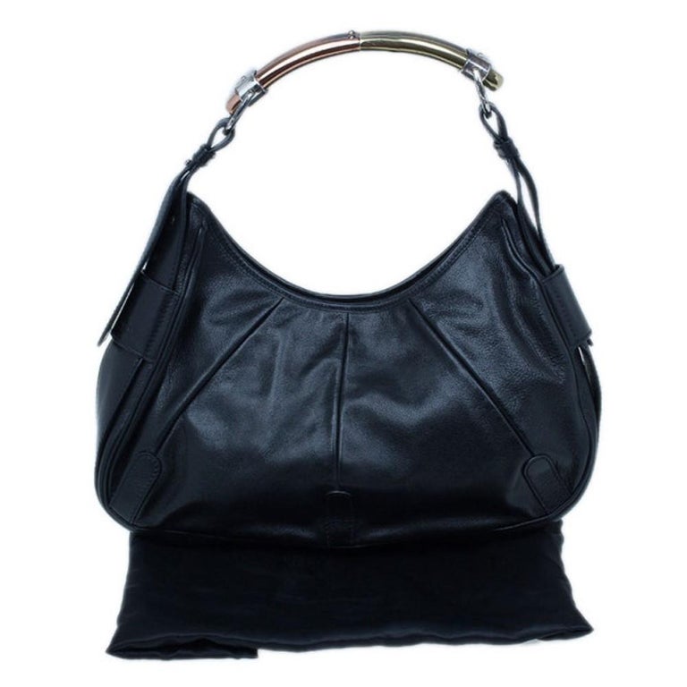 Saint Laurent Paris Black Leather Small Hobo For Sale at 1stDibs
