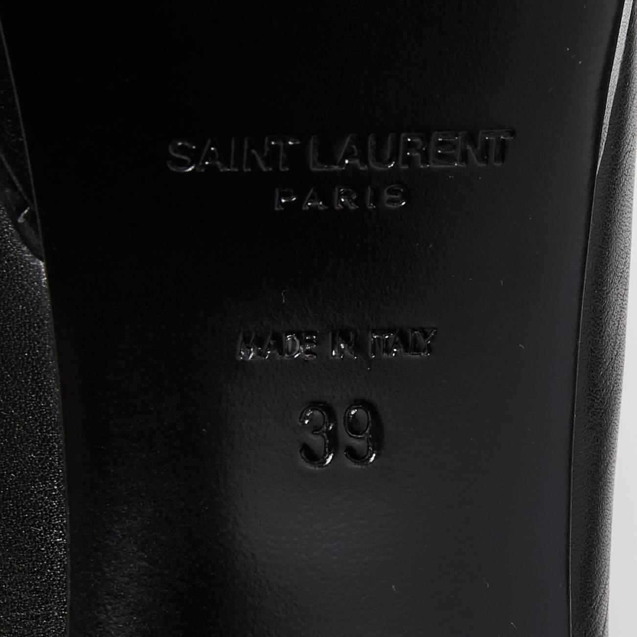 Saint Laurent Paris Black Leather Studded Platform Pointed Toe Slingback Pumps S For Sale 4