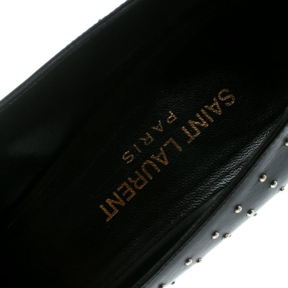 Saint Laurent Paris Black Leather Studded Pointed Toe Pumps Size 39 2