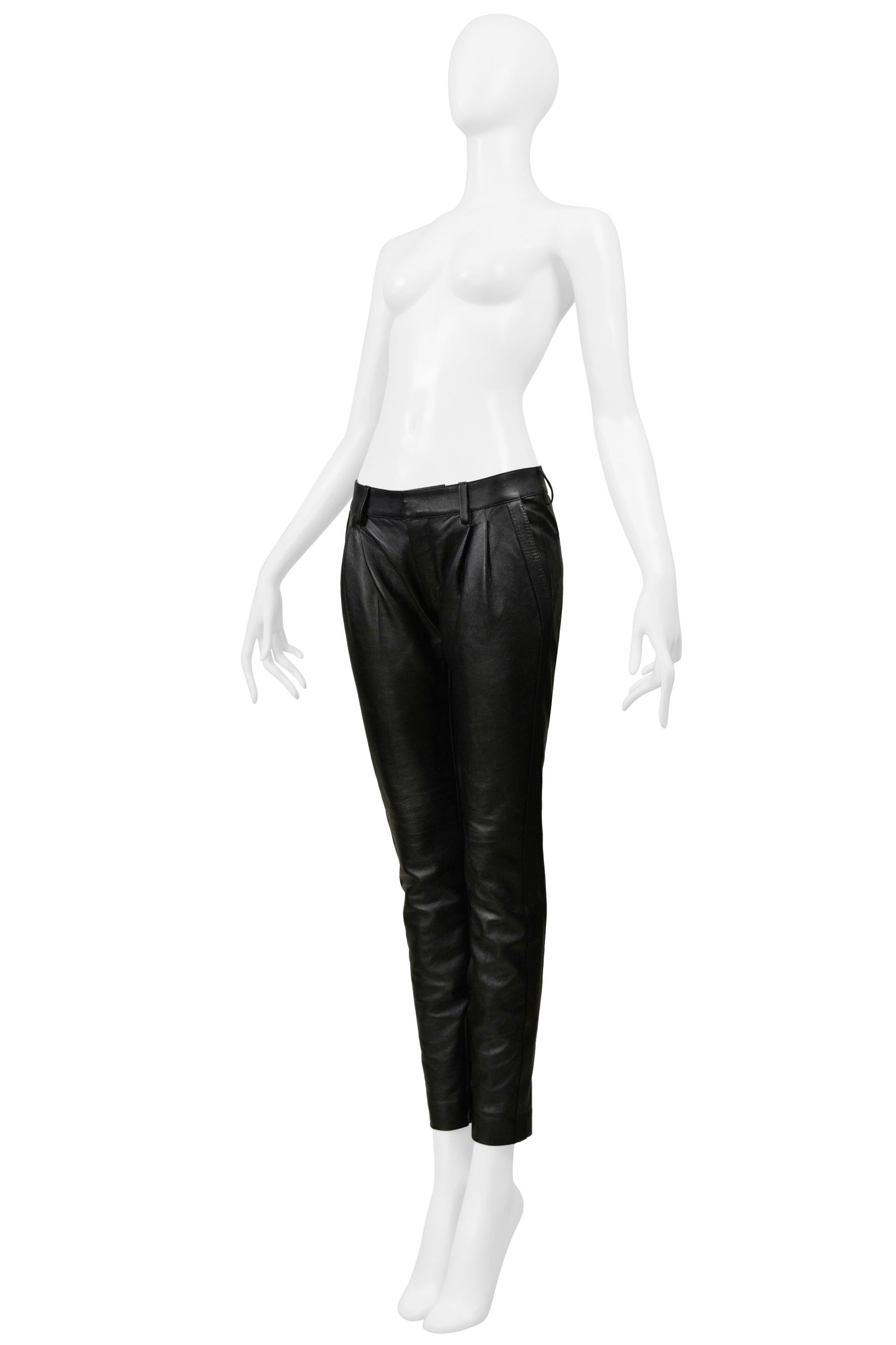 Saint Laurent Paris Schwarze Lederhose mit Hose 2019 Damen im Angebot