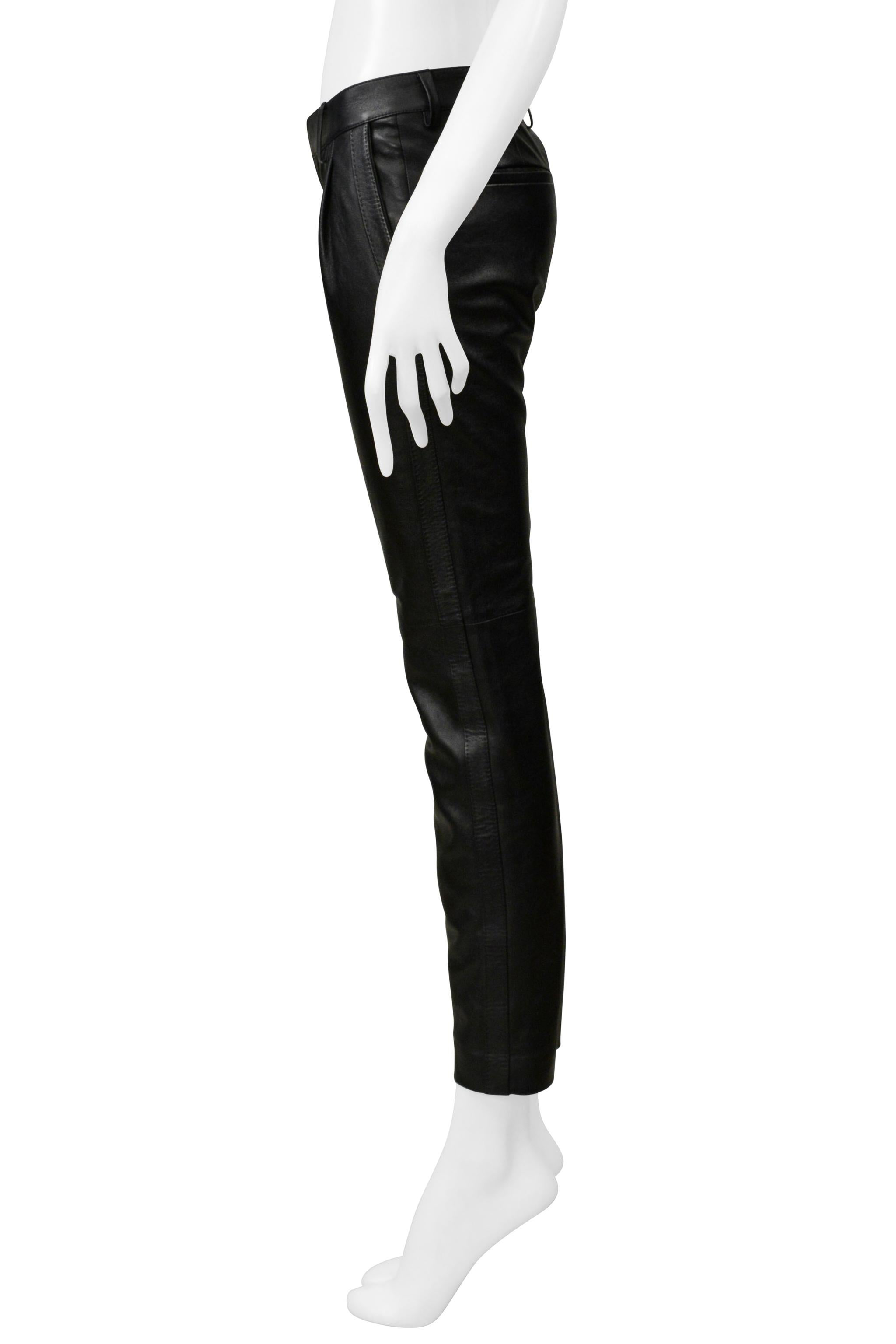 Saint Laurent Paris Schwarze Lederhose mit Hose 2019 im Angebot 1