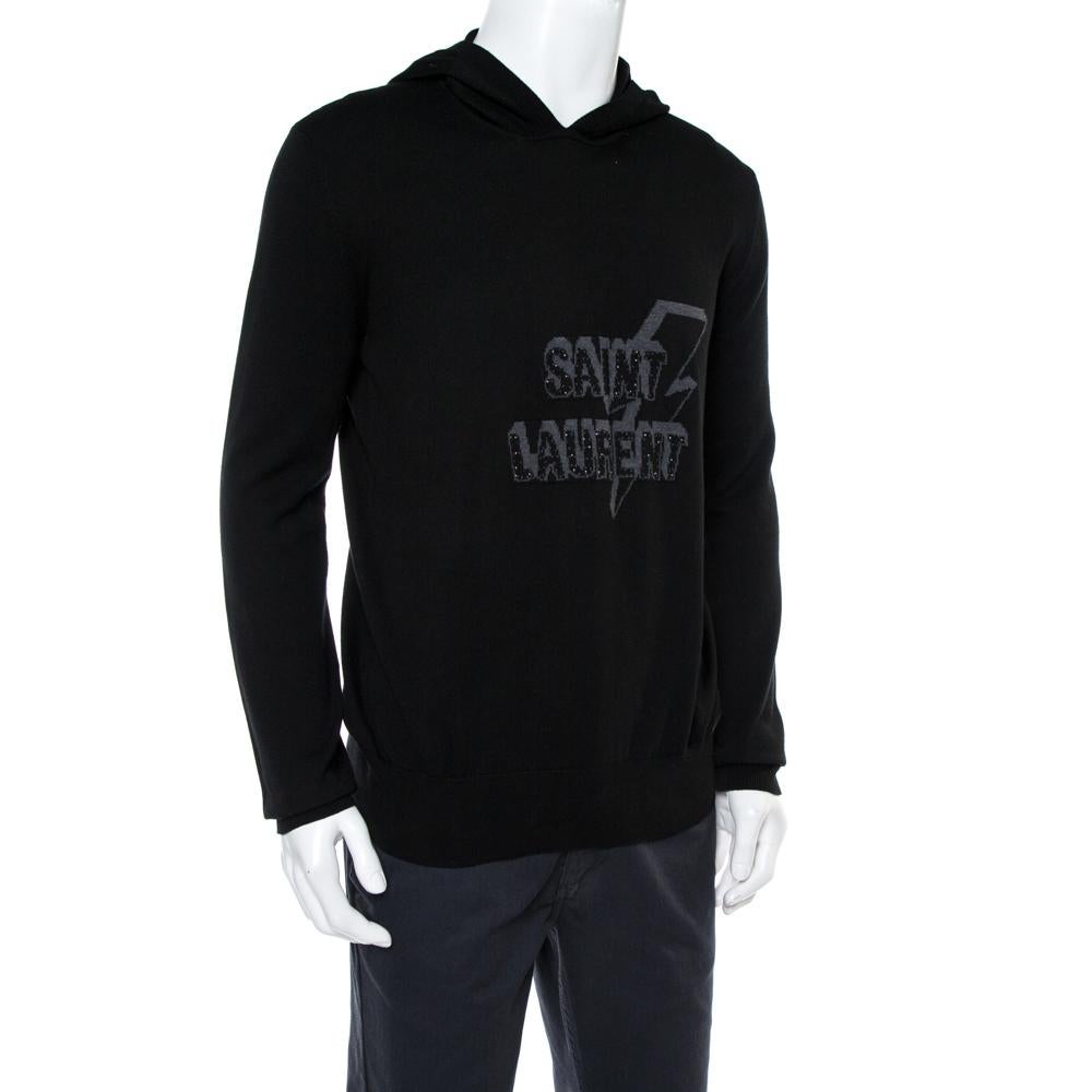 Black Lightning Bolt Hooded Jumper XL 