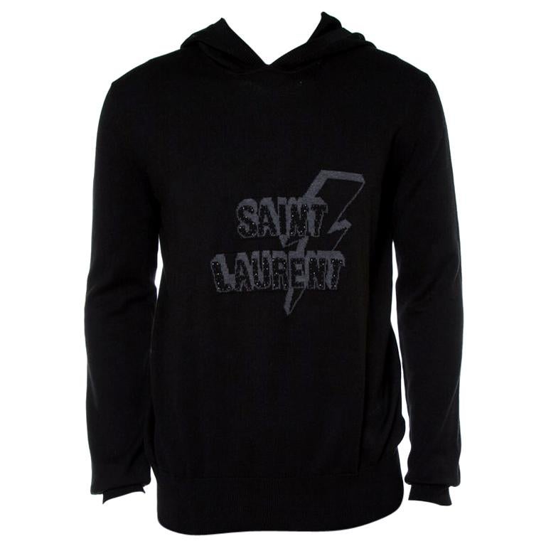 Saint Laurent - Men - logo-print Cotton-jersey Hoodie Black - XXL