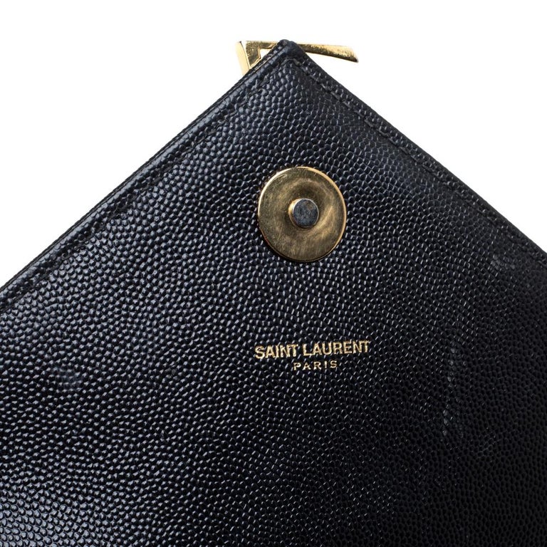 Saint Laurent Cassandre Matelassé Flap Card Case in Quilted Lambskin - Black - Women