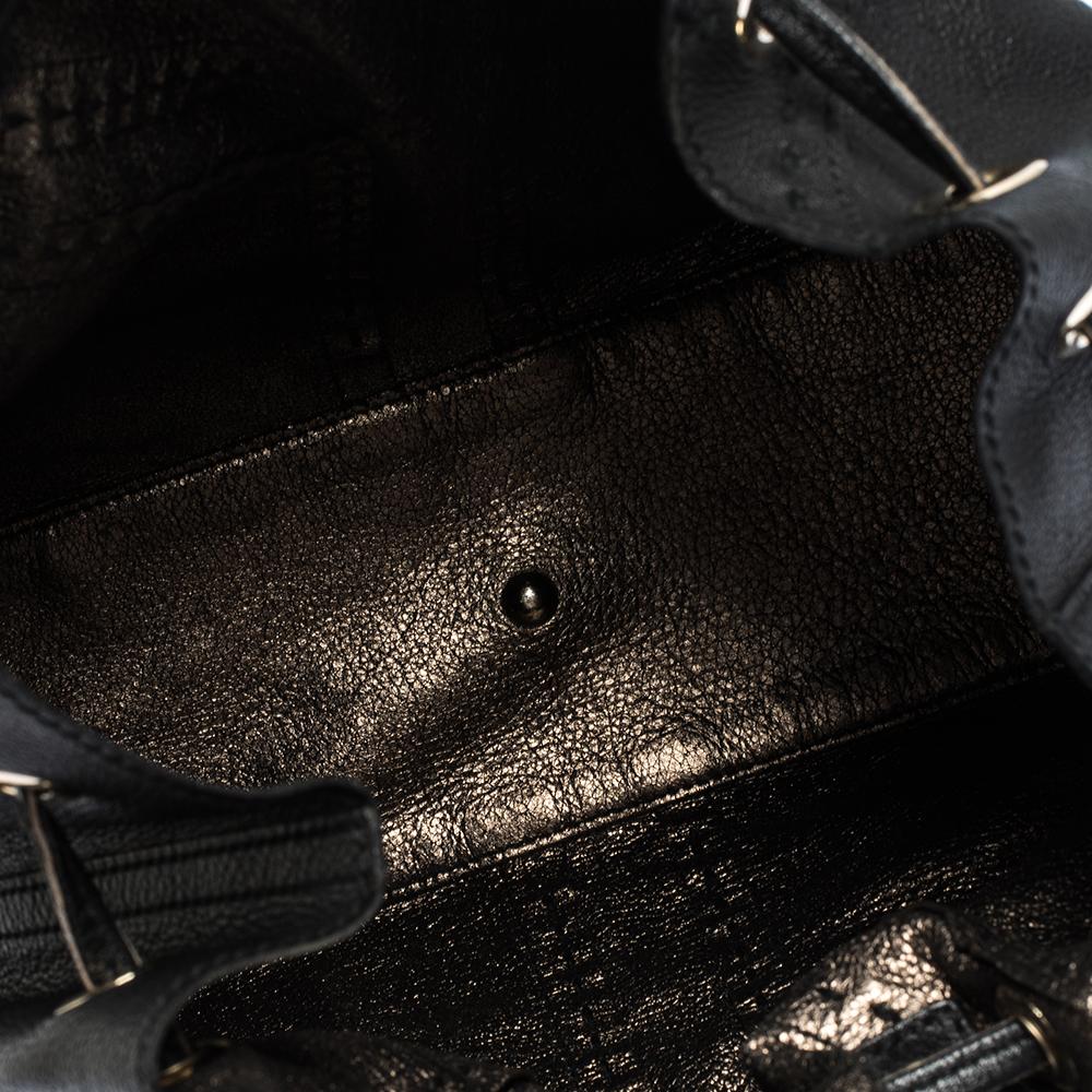 Saint Laurent Paris Black/Metallic Leather Reversible Double Sac Y Tote 4
