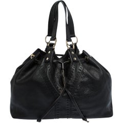 Saint Laurent Paris Schwarz/Metallic Leder Wendbare doppelseitige Sac Y Tragetasche