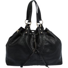 Saint Laurent Paris Black/Metallic Leather Reversible Double Sac Y Tote