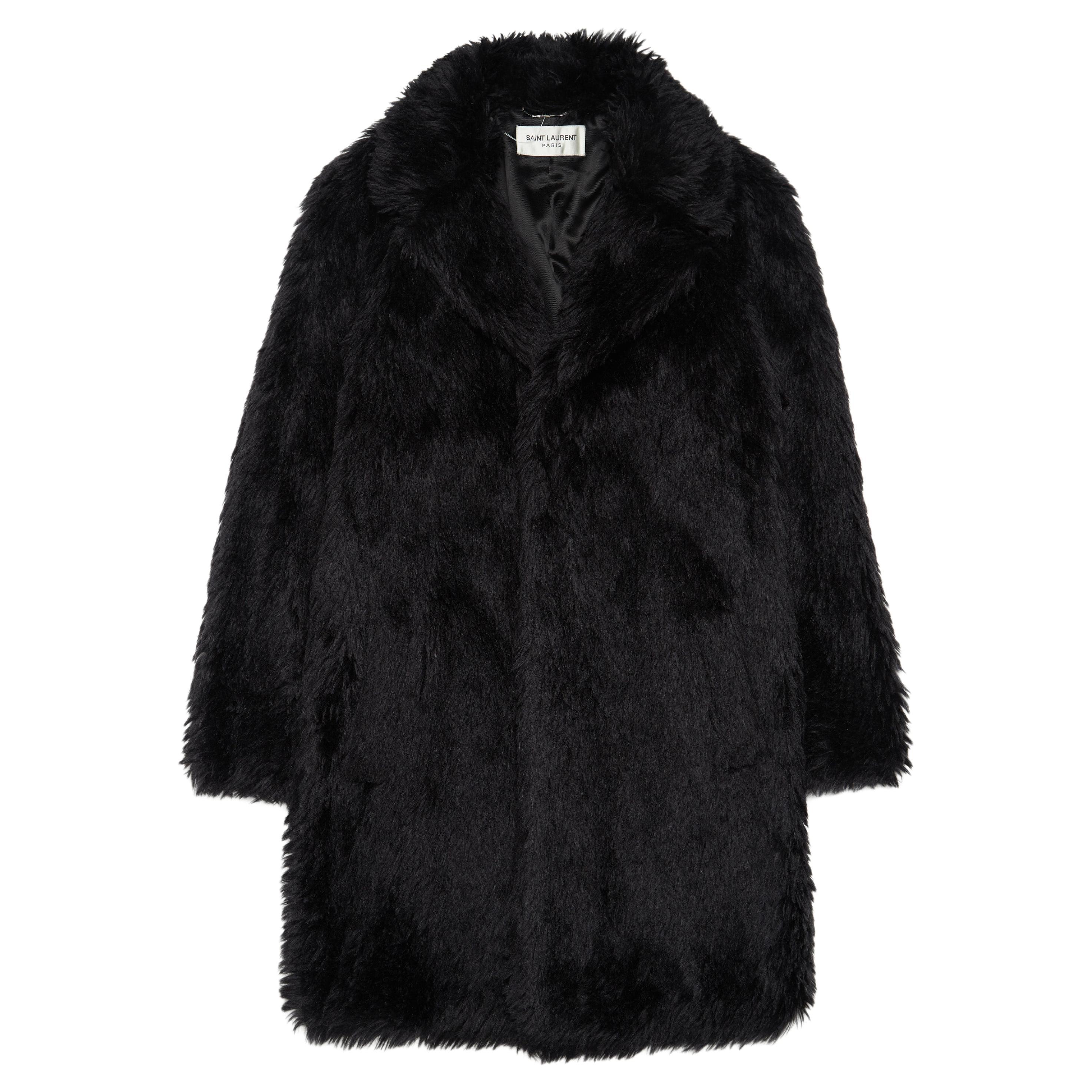 Saint Laurent Paris Black Mohair and Wool Coat For Sale at 1stDibs