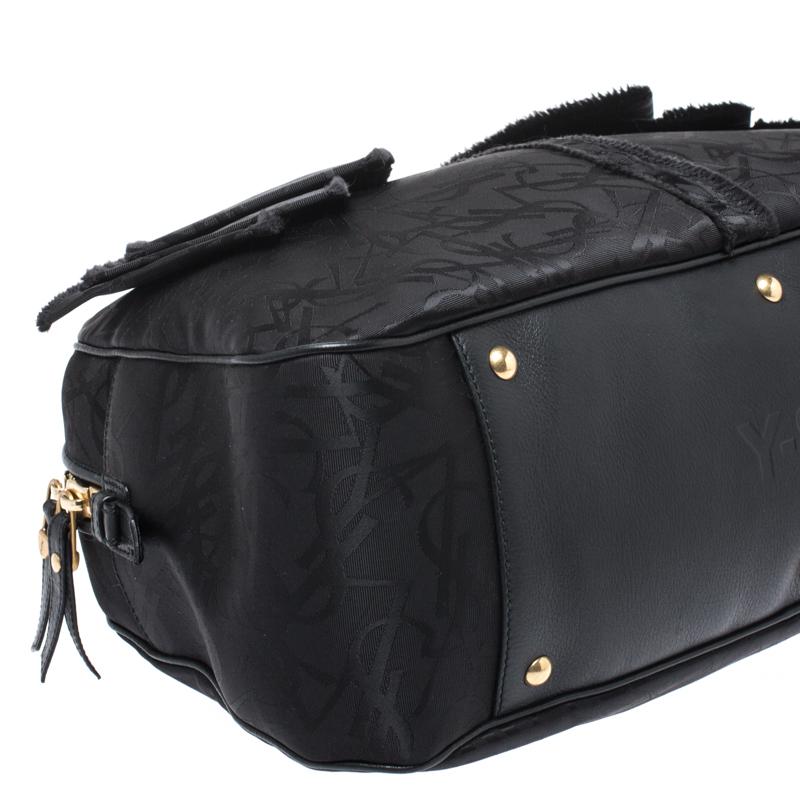 Women's Saint Laurent Paris Black Nylon and Leather Duffle Bag