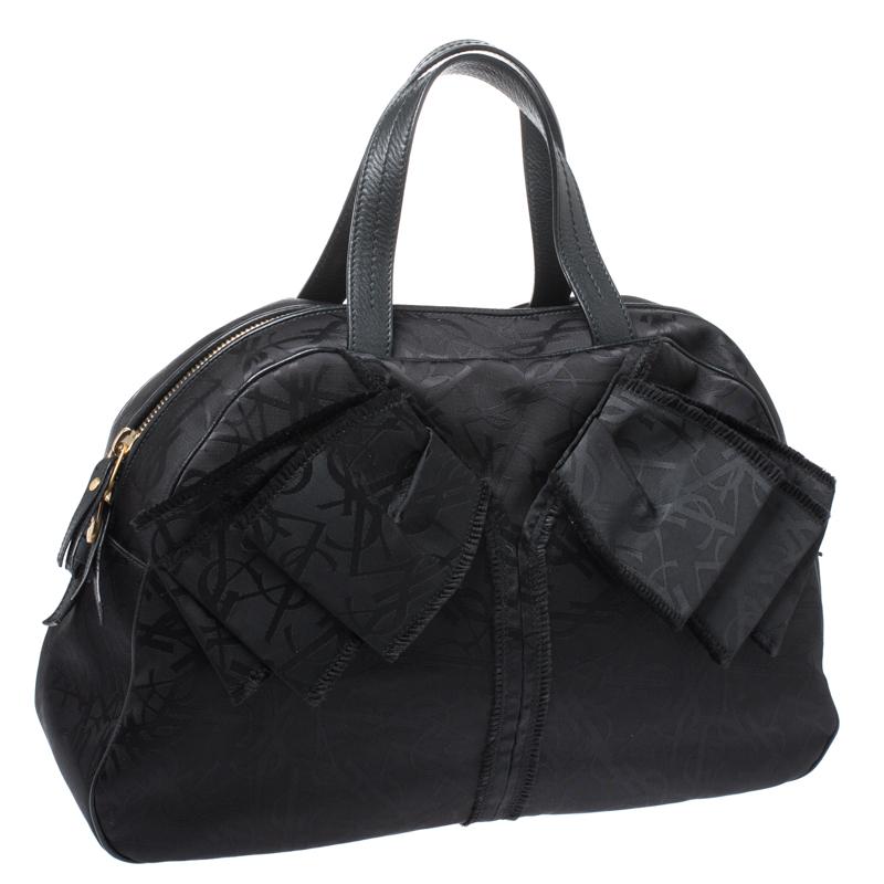 Saint Laurent Paris Black Nylon and Leather Duffle Bag 1