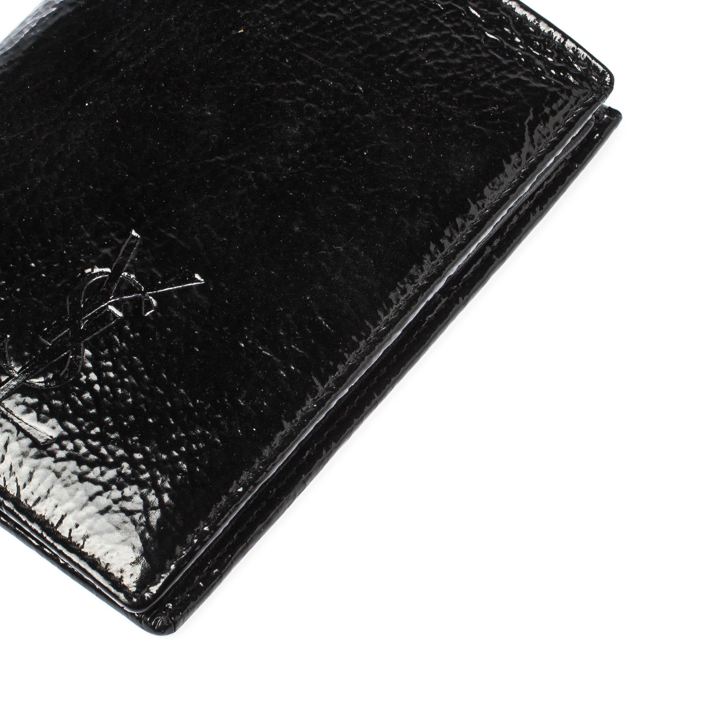 Saint Laurent Paris Black Patent Leather Bifold Wallet 6