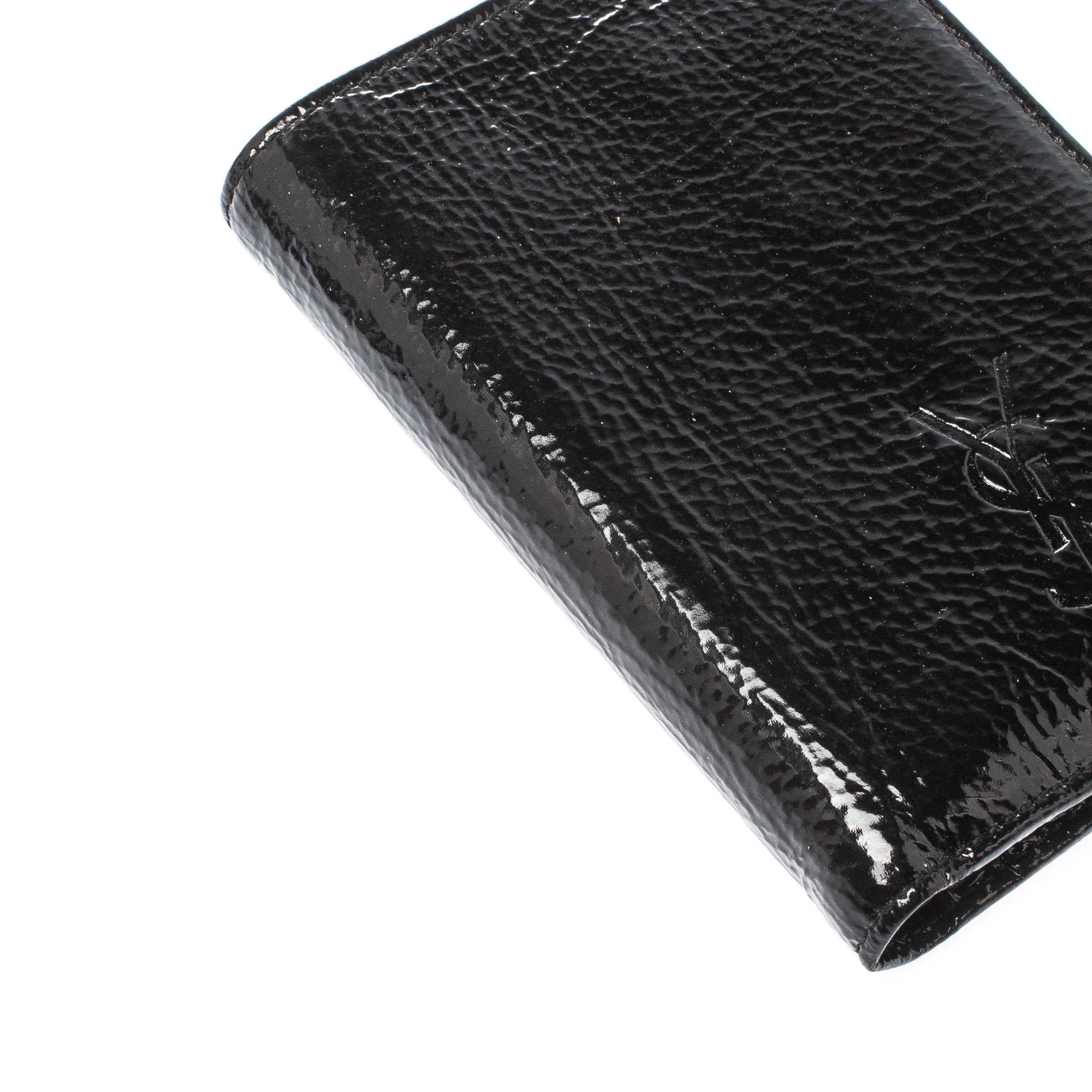 Saint Laurent Paris Black Patent Leather Bifold Wallet 7