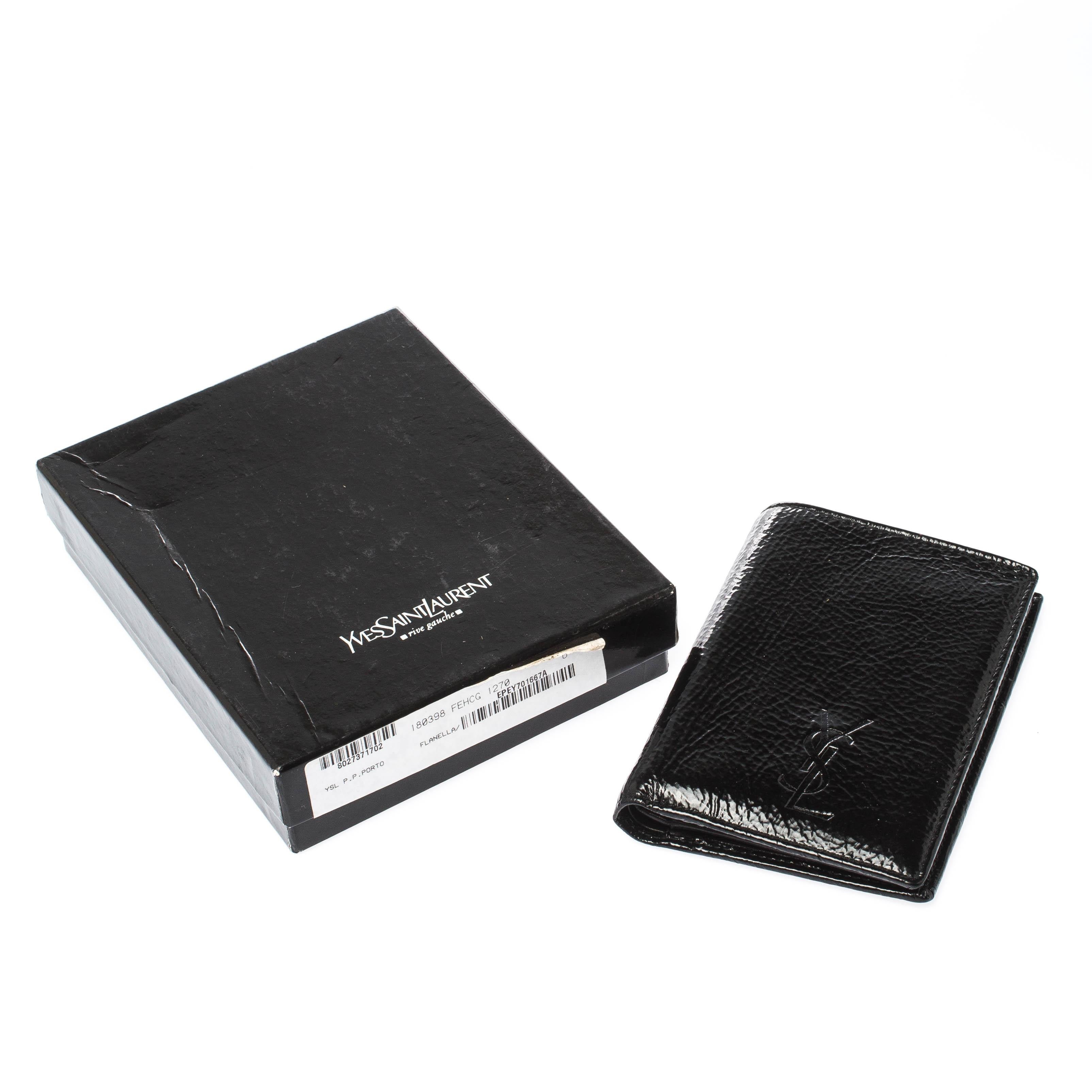 Saint Laurent Paris Black Patent Leather Bifold Wallet 8