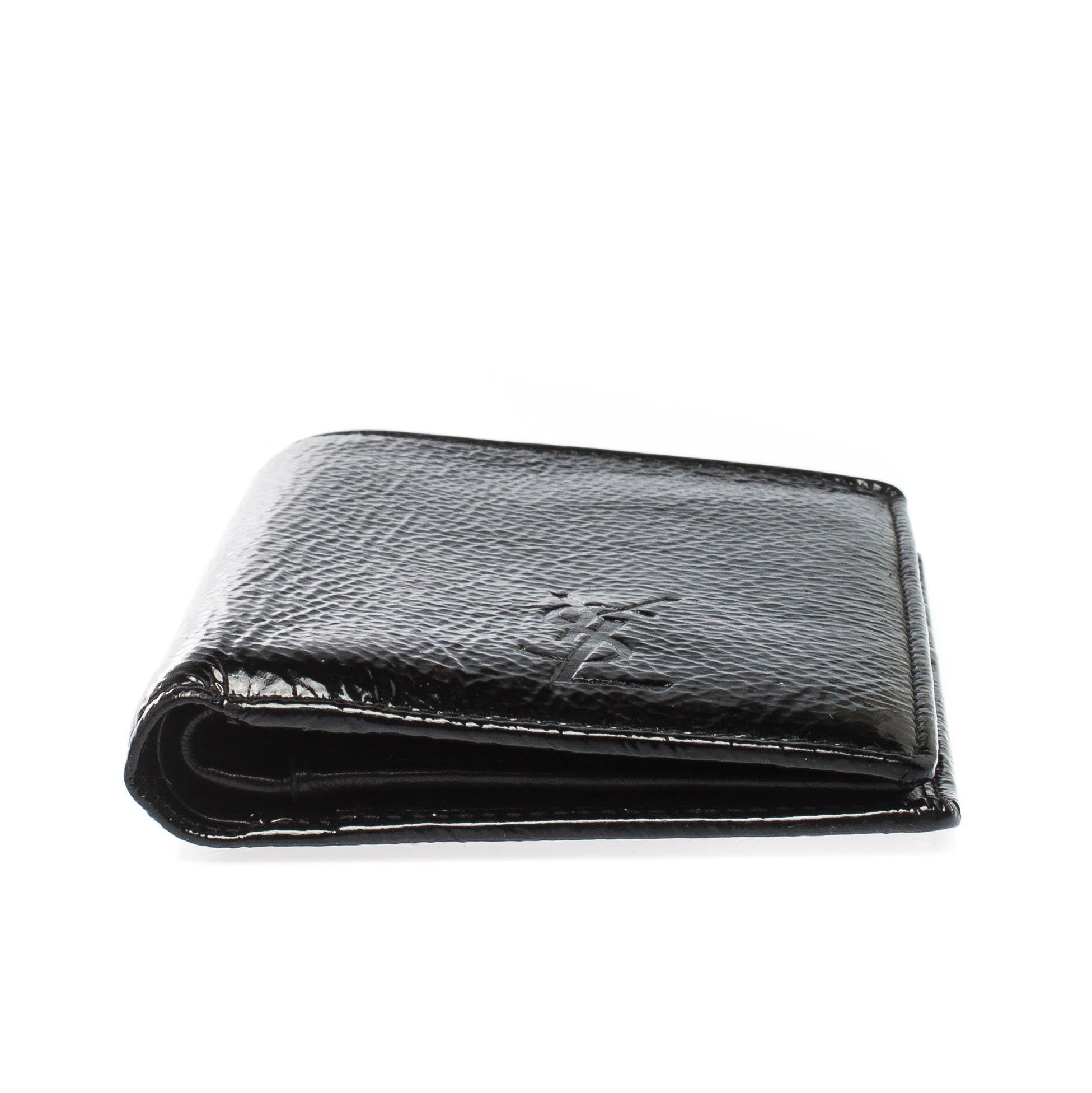 Saint Laurent Paris Black Patent Leather Bifold Wallet In Excellent Condition In Dubai, Al Qouz 2
