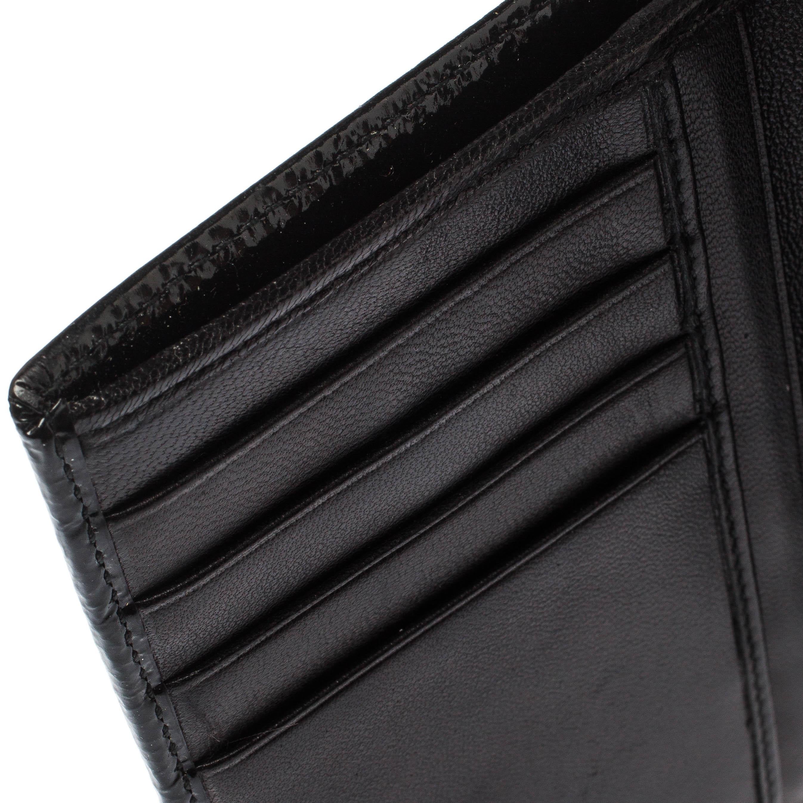 Women's Saint Laurent Paris Black Patent Leather Bifold Wallet